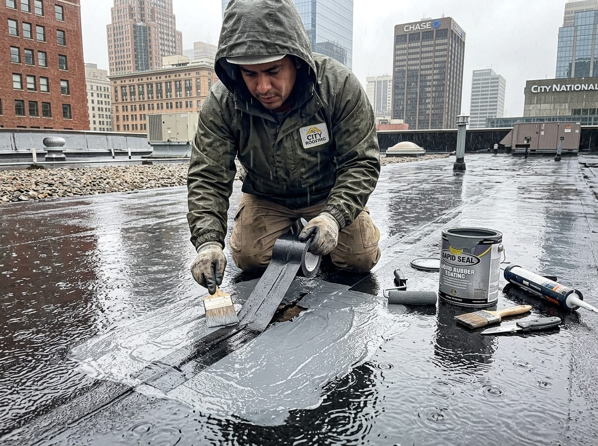 temporary fix flat roof leak