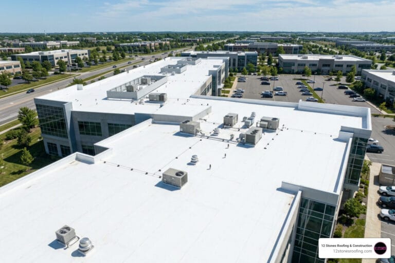 TPO roofing services commercial building white membrane