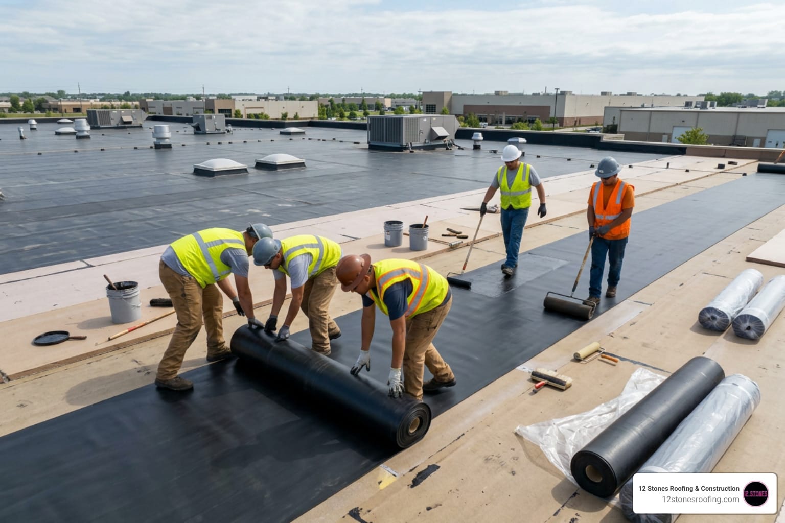 90 mil EPDM roofing commercial flat roof installation